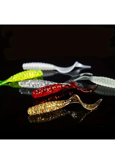 Fochsia 100 Adet 2.36 İnç Rastgele Renk Yüksek Kalite Pvc Yumuşak Solucan Yem Kuyruklu Balık Olta