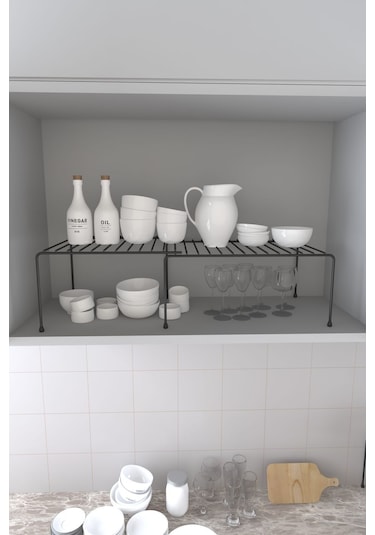 Eva Metal Tasarim Genişletilebilir Raf Ayarlanabilir Dolap Içi Düzenleyici Mutfak Düzenleyici Banyo Düzenleyici Siyah