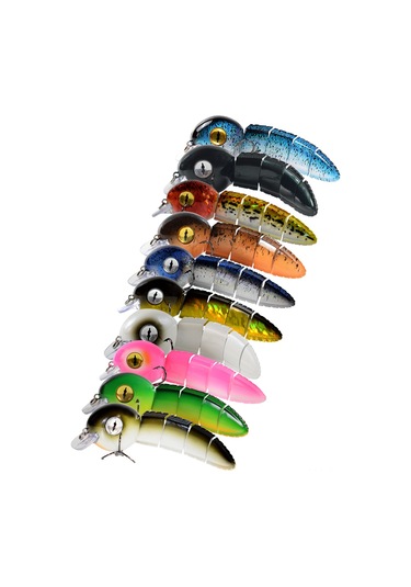 Yuntech01 5 Bölümlü Canlı Yüzme Davranışı Sağlayan, Keskin Üçlu İğneli Abs Malzeme Balık Yemi - 15.2cm, 40g