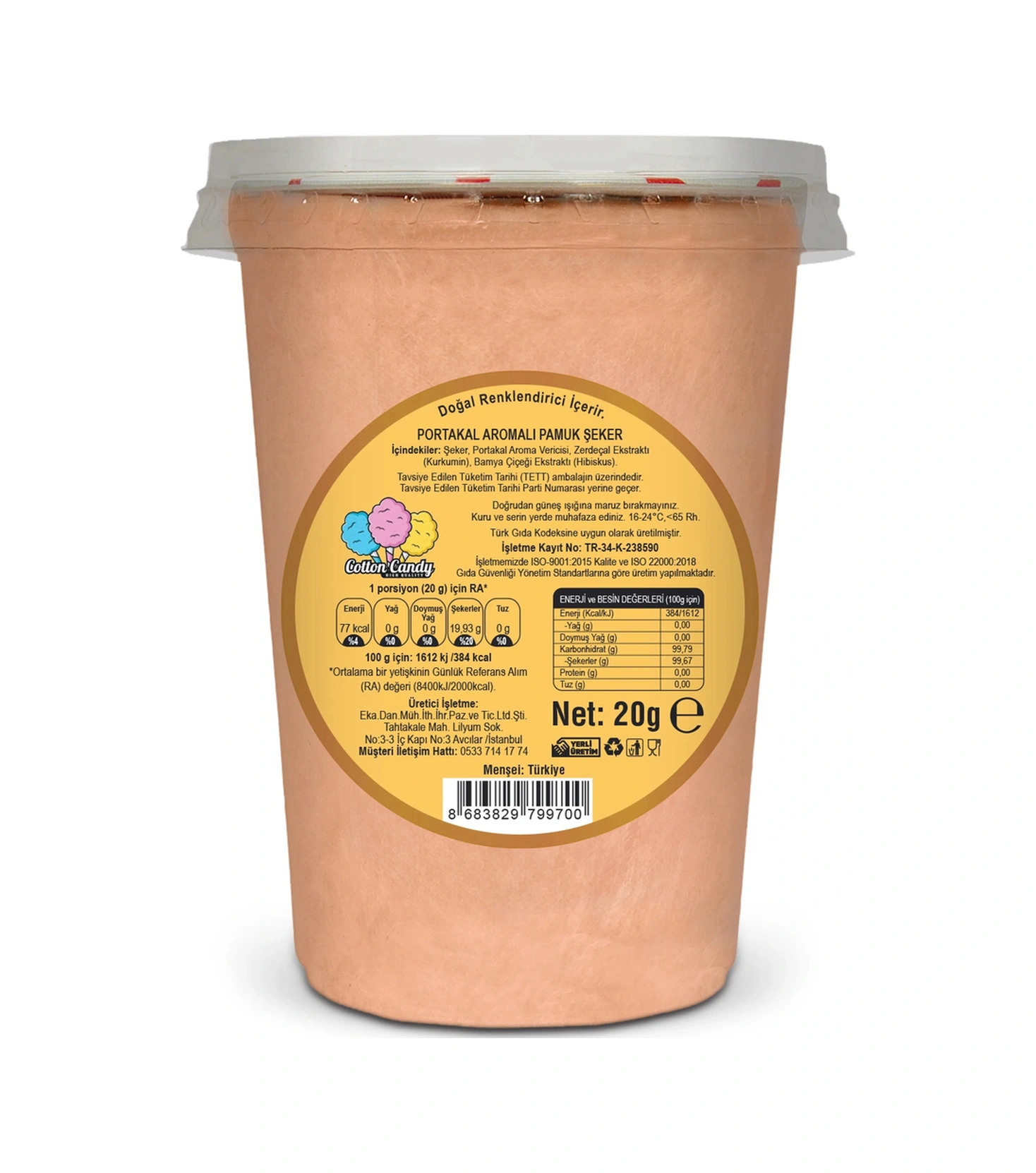Portakal Aromalı Gurme Pamuk Şeker