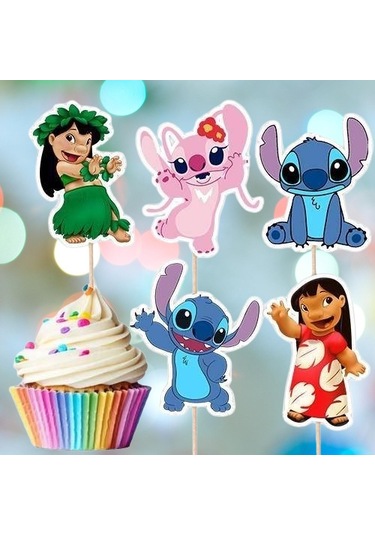 Kürdan Lilo Stitch Sitiç Temalı 10lu Sadece Kürdanlar .pasta Cupcake Süsü
