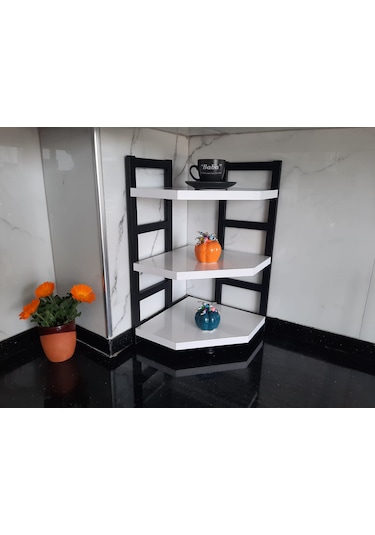 Akıs Home  Üçlü Tezgah Üstü Köşe Raf Beyaz
