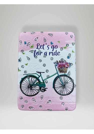 Işıltılı Bisiklet Temalı Çift Taraflı Cep Çanta Makyaj El Aynası 6cm X 9,5cm Kod:3