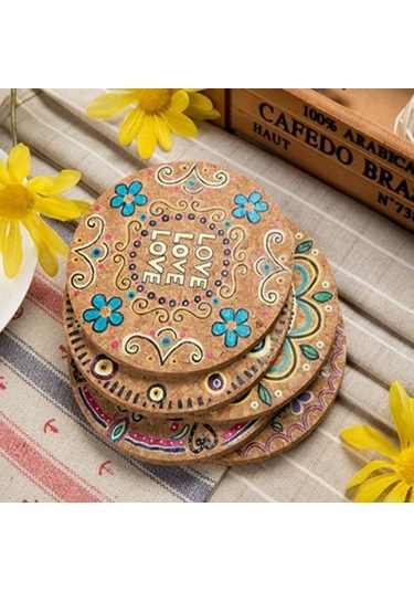 4 Adet İçecek Yalıtım Doğal Bardak Yuvarlak Isı Mat Mantar Bardak Masa Dekoru Diğer