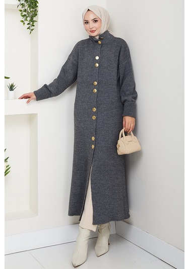 Reha Düğmeli Triko Hırka 1603 - Antrasit Antrasit