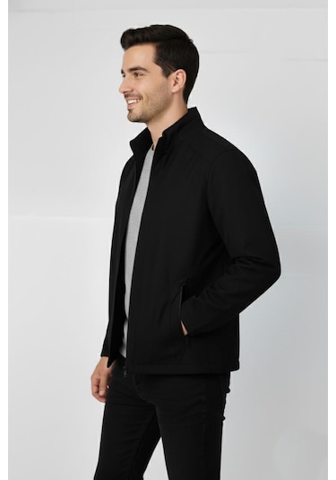 Erkek Büyük Beden Hakim Yaka Spor Mont 99547 Bbgl-st04878 Siyah