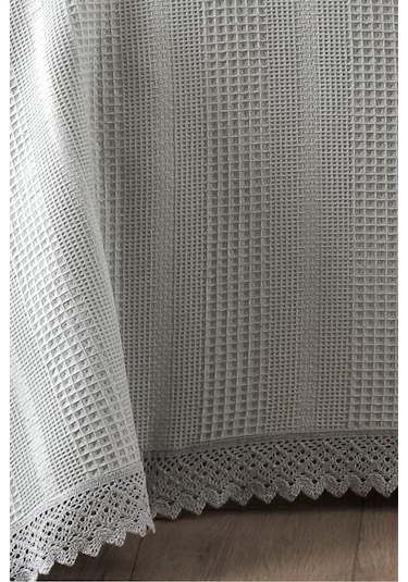 %100 Pamuk Çift Kişilik Kopanaki Dantelli Petek Pike 210x230 Cm-gri Grı Gri