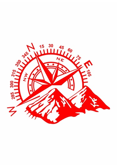 Pusula Ve Dağ Sticker, Off Road Kamp Adventure Kamp Sticker, Araba Oto Karavan Pickup Sticker 02522 15x12 Cm
