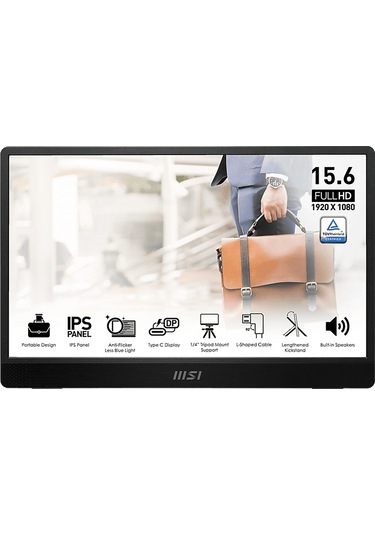 MSI 15.6" Pro MP161 E2 1920 x 1080 (FHD) 16:9 Flat IPS 60HZ 4MS Adaptive-SYNC Portatif Monitör