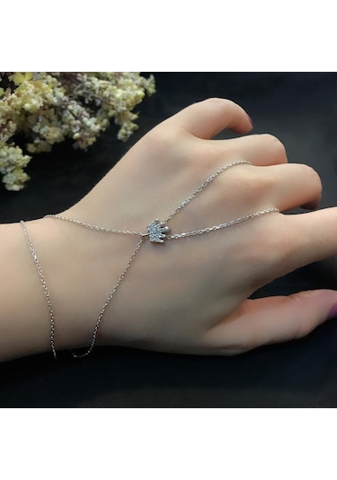 Stela Taç Gümüş Şahmeran Bileklik Beyaz