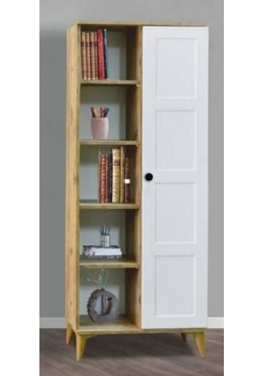 Tek Kapılı Çam Kare Kitaplık Çam