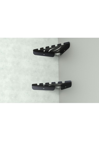 Metal Banyo Köşe Rafı İkili Çift Katlı Modern Duş Köşeliği Siyah Vidalı Siyah