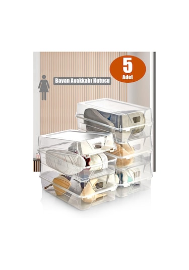 5'li Set Kadın Ayakkabı Saklama Kutusu