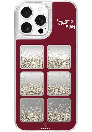 İphone Uyumlu 16 Pro Max Kılıf Aynalı Ve Boncuklu Tasarım Youngkit Spirit Serisi Kapak Mürdüm