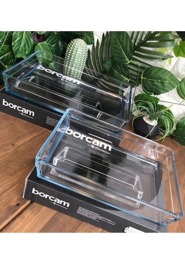 Paşabahçe 159128 Premium Dikdörtgen Borcam Seti 2'li - Fma05050 Fma05209 Şeffaf