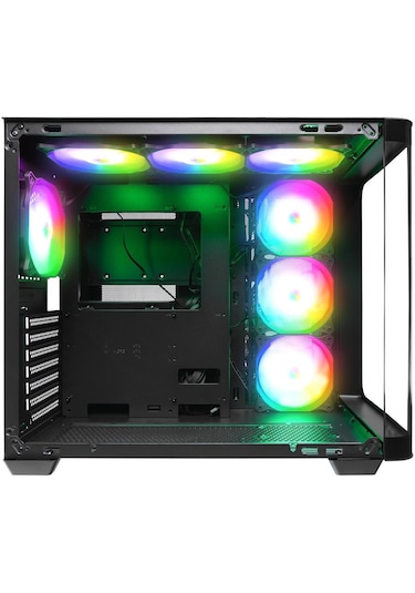 Rampage Loopy Plus Siyah 7 12cm Argb Fan 950w 80 Plus Standart Temperli Cam Kumandalı Atx Mid-t Gaming Oyuncu Kasası