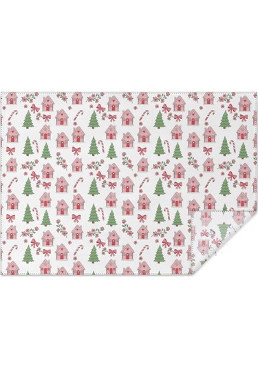 Noel Desenli Dikdörtgen Masa Örtüsü 60x84 İnç, Su Geçirmez Ve Leke Tutmaz-a189 Noel Zencefil Ekmek Evi