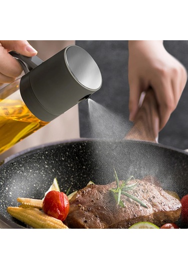 250ml Yağ Püskürtme Şişesi Şişe Uzun Borosilikat Cam Yemeklik Alüminyum Gri