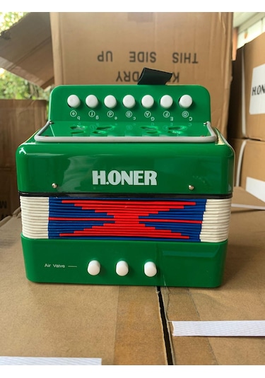 H.oner 3 Bas Mini Boy 7 Notalı Çocuk Akordeonu Yeşil