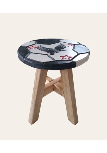 Beşiktaş Fanatik El Yapımı Ahşap Tabure