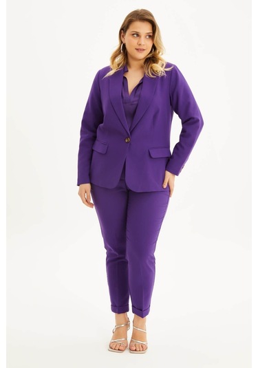 Astarlı Blazer Ceket - Mor