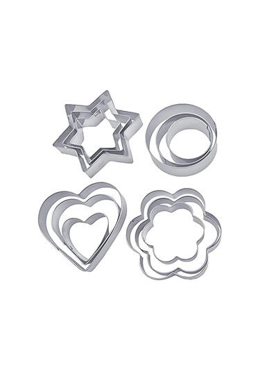 Hombey 12'li Paslanmaz Çelik Pasta Kurabiye Kalıbı - Dıy Fırın Aletleri, Çeşitli Boyutlar, Yeniden Kullanılabilir, Dayanıklı Gümüş