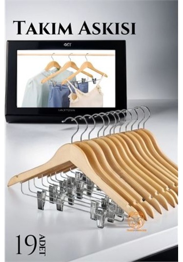 Modacar Takım Askısı Ceket Etek Pantolon Kıskaçlı 19 Adet