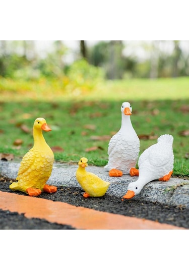 Maotai 4 Adet Komik Ördek Heykelleri Figürinler Havuz Arka Bahçesi Sarı Beyaz Için Dekorasyon