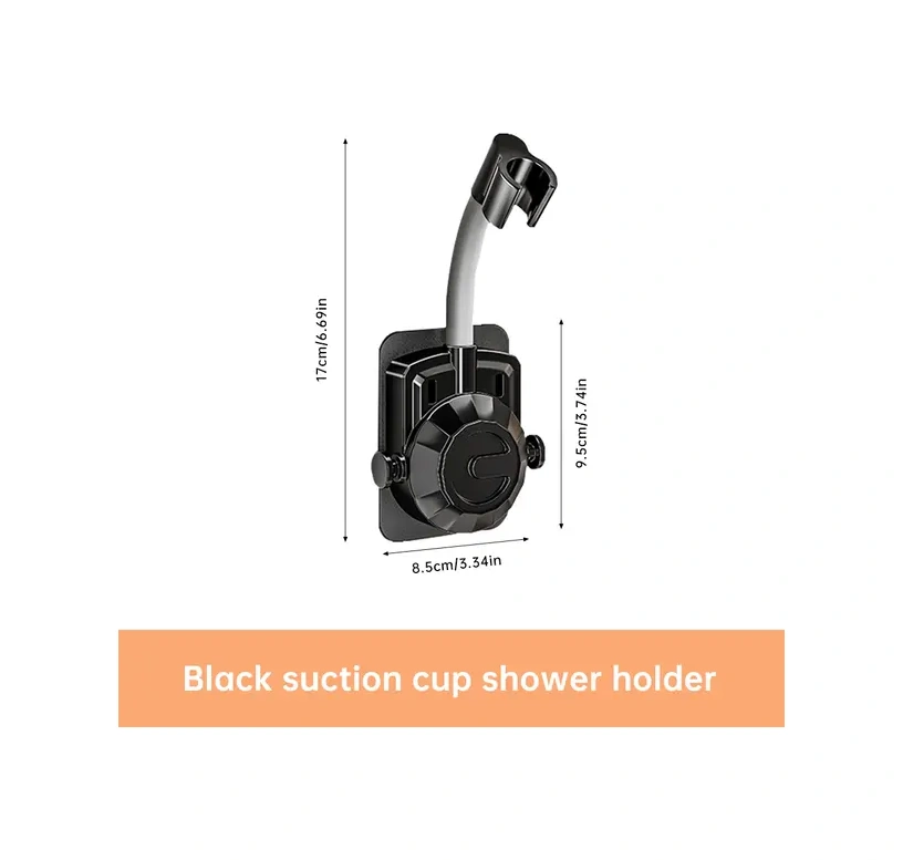 Elmpaly Duş Başlığı Askısı Deliksiz Siyah Tek Parça Modern Banyo Aksesuarı Siyah