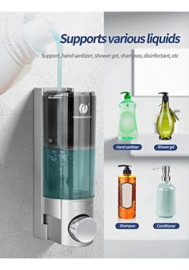 1063a 320ml-banyo Sabunu Ve Şampuan Dispenseri İle Mutfak Bulaşık Yıkama Sıvısı Dispenseri Duş Jeli Sabun Pompası Konteyner Duvara Montaj No Matkap