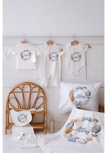 Lilabio %100 Organik Isme Özel Isimli 10lu Hastane Çıkışı Balon Ekru