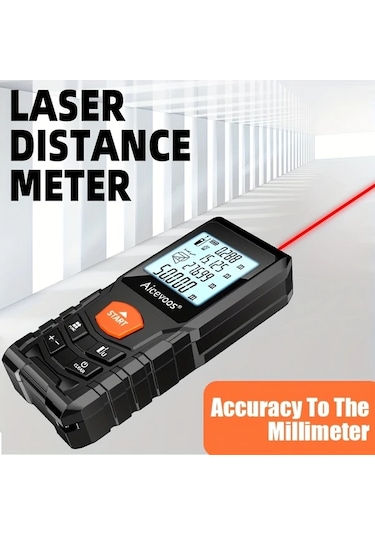 Elmpaly Aıcevoos Yüksek Hassasiyetli Dijital Lazer Mesafe Ölçer 50 120m 100m 328ft Endüstriyel Ölçüm Lastik Kılıf Pil İle