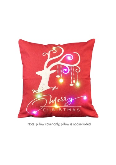 Gajeena 45x45cm Linen Noel Yastık Kılıfı, Renkli Led Işıklı, Araba/koltuk Pencere Dekorasyonu, Fermuar Kapaklı Diğer