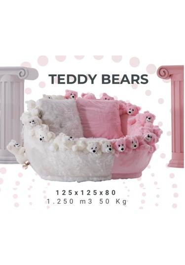 Most Teddy Kids Pro Ayıcıklı Beyaz-pembe Peluş Kumaş Döner Ber...