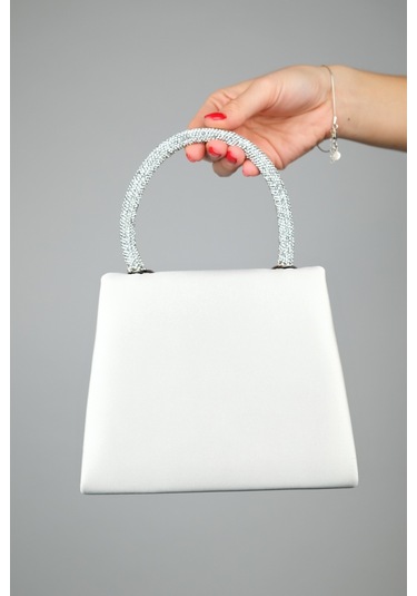 Luvishoes Monako Sedef Saten Taşlı Kadın El Çantası Sedef