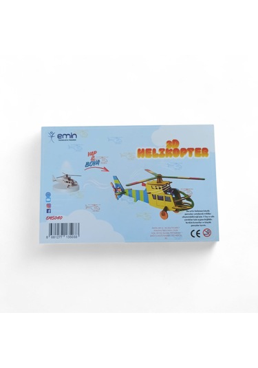 3d ''yap Ve Boya''ahşap Boyanabilir Helikopter Maketi