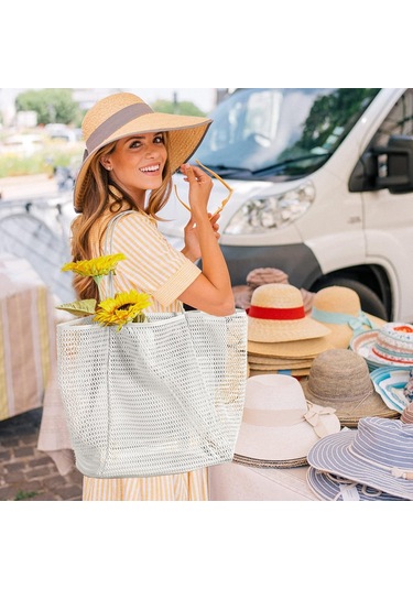 Springsun 35l Çok Kapasiteli Ağ Özelliqli Çanta - Katlanabilir, Dayanıklı Nilon, Çamaşır/içindekiler Saklama, Plaj/piknik/ Tatil Kullanıma Uygun