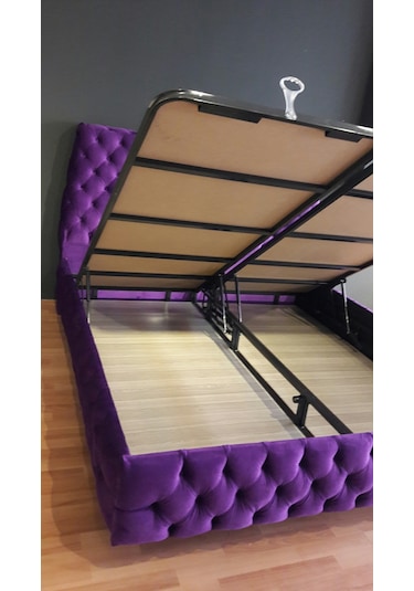 Nivabaza Çift Kişilik Sandıklı Baza Başlık Chester Purple Tüm Renklerde