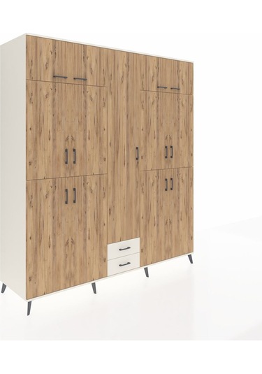 Kronos Dolap 10 Raflı 2 Çekmeceli 4 Askılı 220x59x243 Aytaşı-çam/aytaşı Atlas Çam/aytası