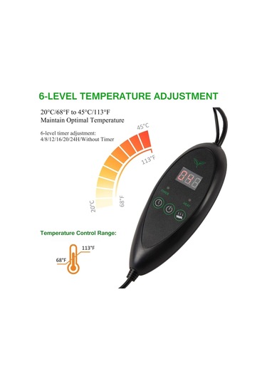 Sones 20 X 10 İnç Dijital Ekranlı Fide Isıtma Pedi Zamanlı Sıcaklık Ayarı İngiltere Fişi 240v