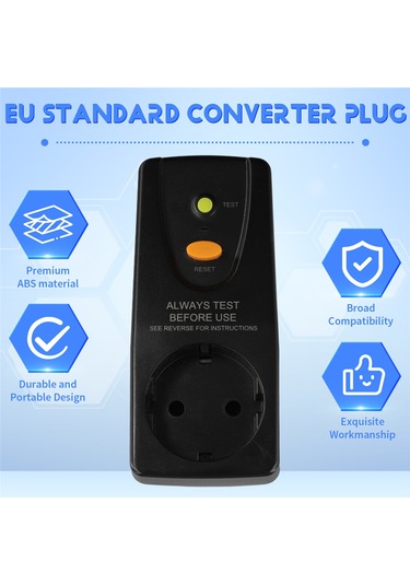 Xurunkeji 16a Gfcı Kaçak Koruma Fişi Ev Sigortası Kesme Anahtarı Güvenlik Kişisel Koruma Fişi Siyah, Ab Fişi