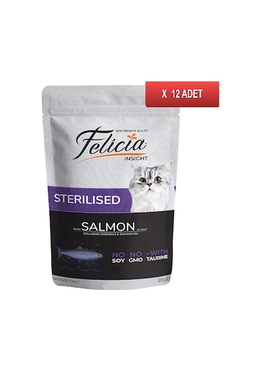 Felicia Somonlu Tahılsız Kısırlaştırılmış Pouch Yetişkin Kedi Maması 12 x 85 G