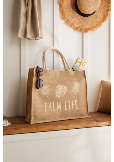Ocean Home Textile Palm Life Jüt Çanta 42 x 35 x 12 CM
