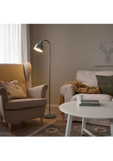 Yer Ve Okuma Lambası, Gri-yeşil, 38x27x22 Cm Yeşil