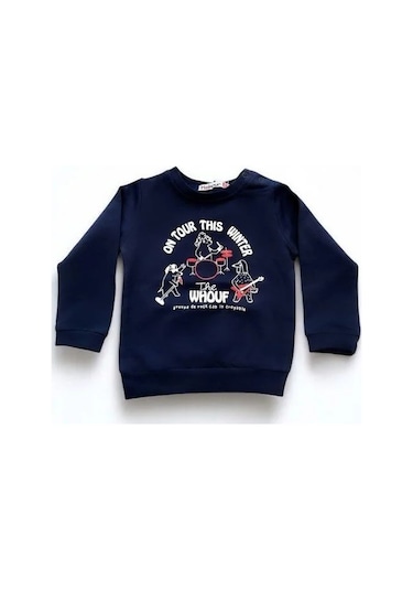 Cantoy Erkek Bebek Winter Yazılı Pamuklu Sweatshirt-14658 Lacivert