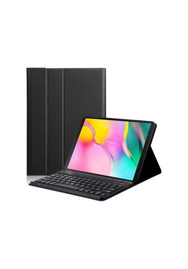 Sandwich Samsung Uyumlu Tab A 10.1 2019 T510/t515 Siyah Pu Deri Kılıf + Klavye, 2-in-1 Tasarım, Korumalı Kapaklı Kılıf Kapaklı Kılıf