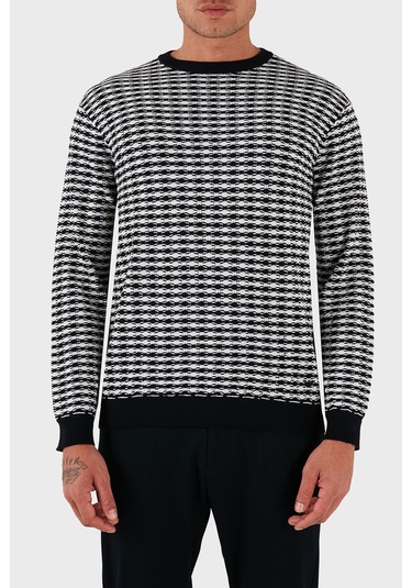 Emporio Armani Erkek Kazak Em003830 Af19833 F0015 Beyaz-lacivert Beyaz-lacivert