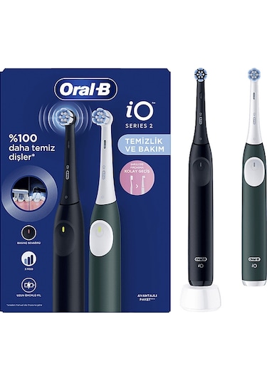 Oral B İo 2 Serisi Şarjlı Diş Fırçası 2'li Avantaj Paketi Siyah/yeşil