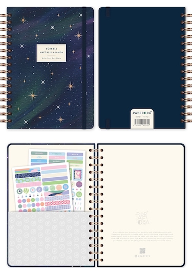 A5 Spiralli Süresiz Planlayıcı Ajanda Galaksi - 15x21 Galaksi