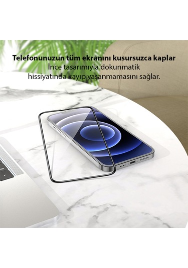 Gor Apple Uyumlu iPhone 13 Mini 9D Hardening Tempered Full Cam Ekran Koruyucu Siyah